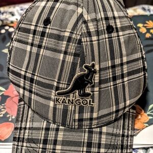 Y2K OLD SKOOL Kangol Black and Cream Plaid Cap, CIRCA 1992